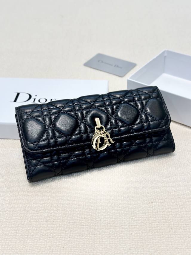 Color Black Size 19X10 Dior New Fashion Wallet First Layer Sheepskin Cabinet Sup