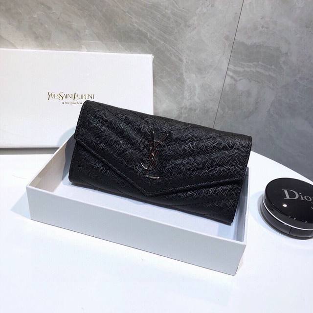 Color Black Silver Size 19X10 Yves Saint Laurent imported caviar cowhide texture