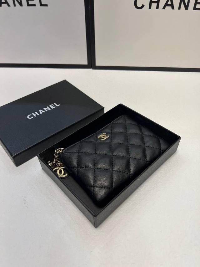 Color Black Size 14.5X9 Chanel top grade lambskin coin purse Full lambskin insid