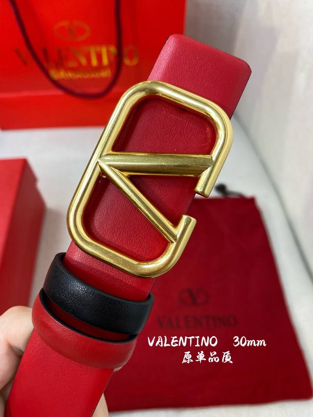 Valentino 30mm classic double-sided color dual-purpose double-sided top layer le