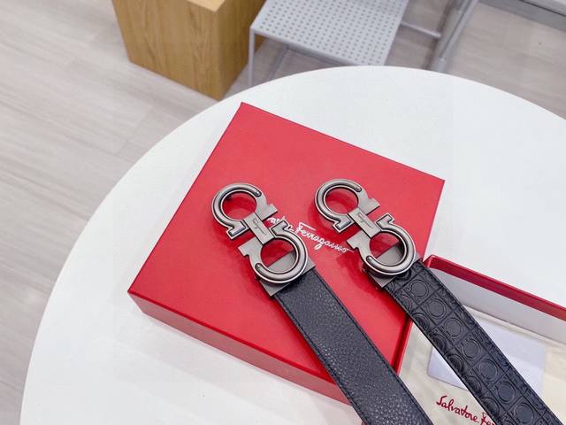 Ferragamo Universal Hot Sale Width: 3.5cm Counter-quality Two-color Genuine Beau