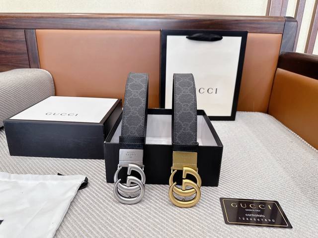 Gucci's popular belt is made of top-grain leather with a width of 3.5 and a copp