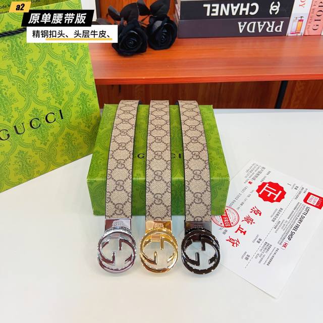Gucc Gucci original new product. The belt body is made of double-sided Italian i