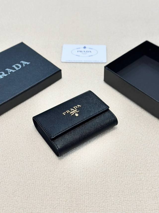 Color: Black Size: 10X7 New Prada card holder, fine workmanship, compact and pra