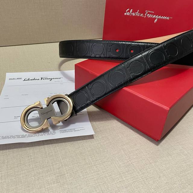 Salvatore Ferragamo 3.5cm custom men's belt, choose your own double-sided top-gr