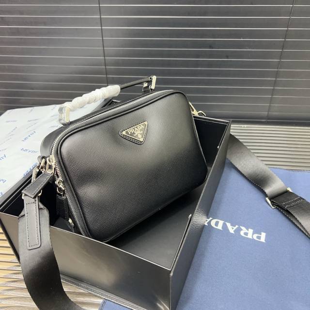 Prada Brique triangle logo shoulder bag messenger bag crossbody black triangle l