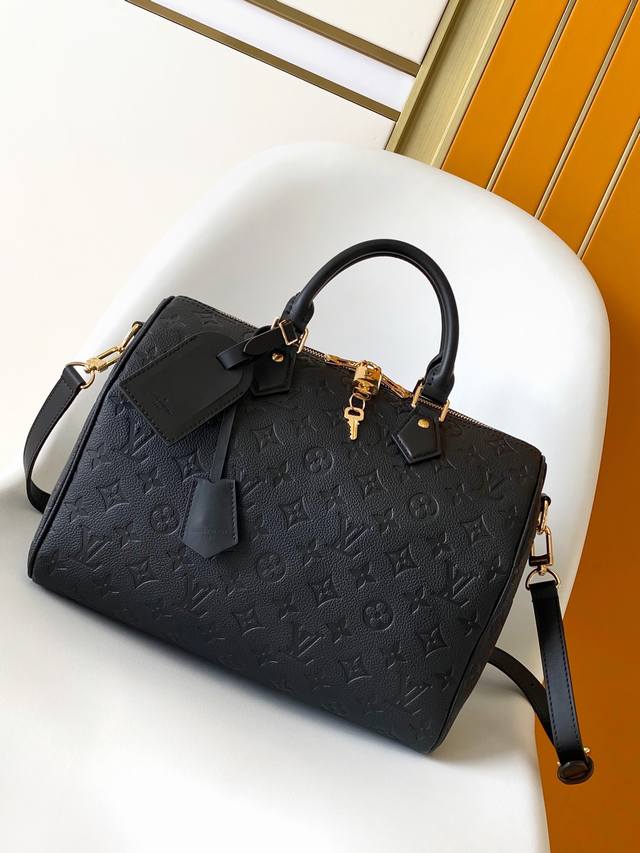 Top original dynamic chip real shot Speedy Soft 30 handbag M47186 Black M11323 L