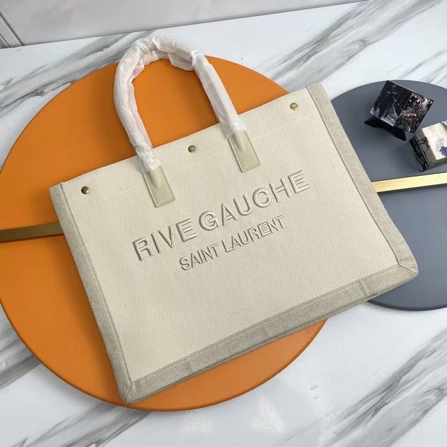 Horizontal_ Rive Gauche Tote Bag, Left Bank shopping bag, from custom linen to h
