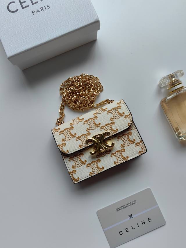 Celine new chain Triomphe business card bag, can be cross-body, classic pattern
