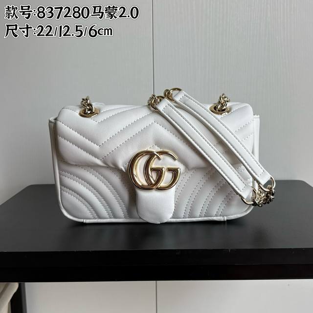 Upgraded version real shot# Style number: 837 White Size: 22 12.5 6Cm G Marmont