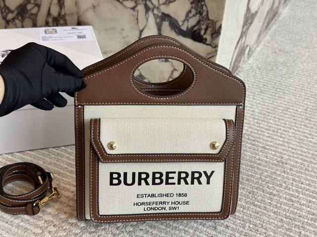 with box Size: 24*22cm Small size Bur's newly released limited edition canvas ba