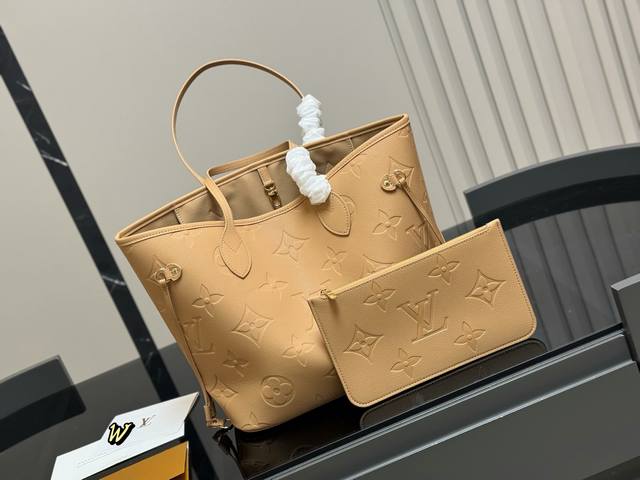 with box Size: 32 bottom * 28 height Cm Lv Neverfull medium shopping bag! Hardco