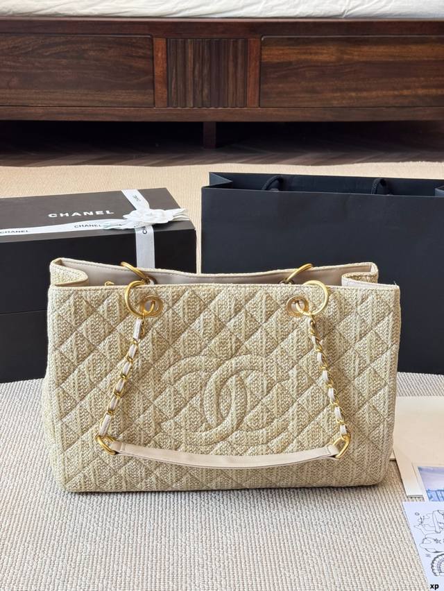 Chanel new L raffia woven tote bag Super versatile size 40 25Cm