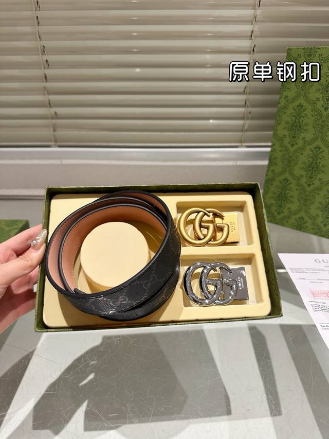 Double-headed steel buckle High version! Gucci leather belt ~ the most popular v
