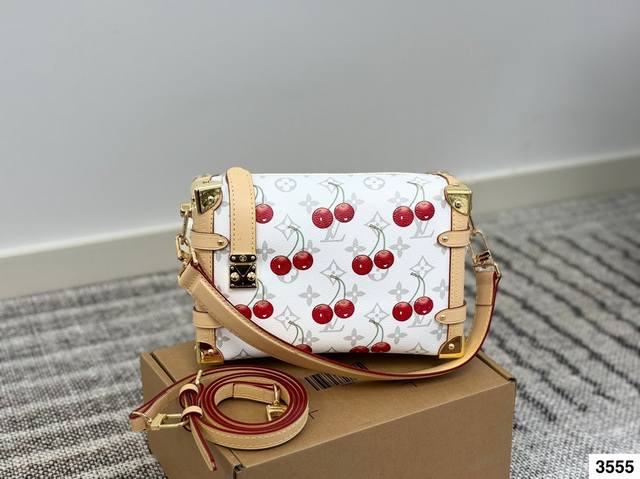 Lv Side Trunk Cherry Print Gu Ailing Box Bag 24 New! It is a soft little box wit