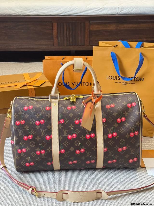 Cowhide version Lv limited edition Keepall 45 travel bag airport bag. No matter