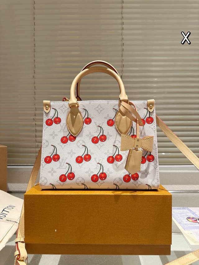 Cowhide version Lv Cherry Series Onthego Jungle Bag Folding Gift Box Original Qu