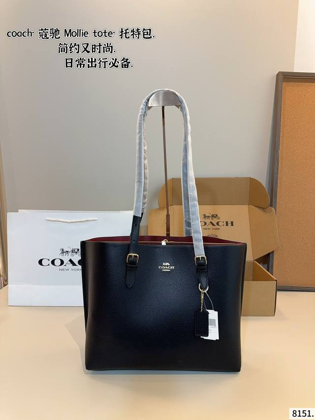 with gift box Coach Mollie Tote Bag Coach New Shopping Bag Shipment Top Quality