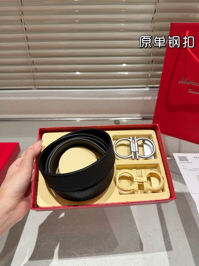 double-headed steel buckle high version! Salvatore Ferragamo leather belt ~ the