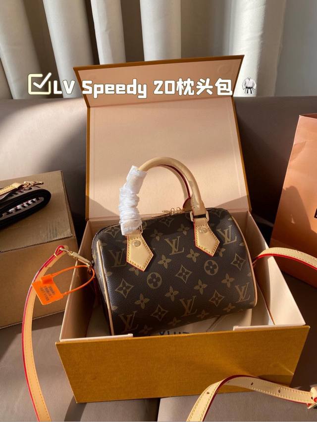 with two long shoulder straps Lv Speedy 20 pillow bag Classic series fashion all