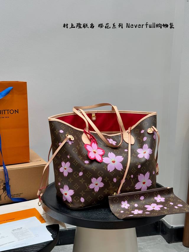 Lv Sakura Series Neverfull Shopping Bag 25Ss Takashi Murakami Joint Series Tote
