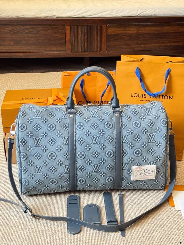 This is my favorite bag Lv24 limited edition denim Keepall airport bag The denim