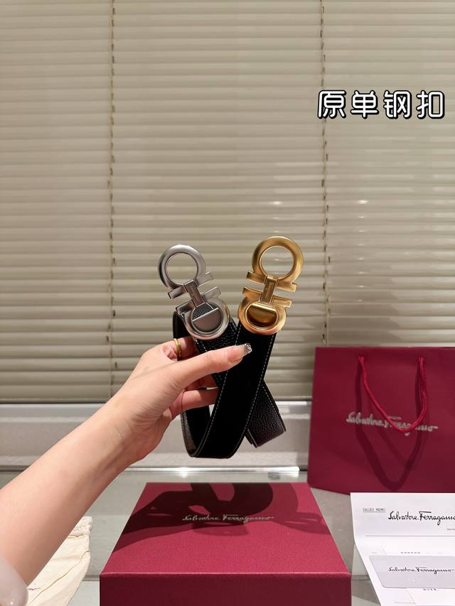 Steel buckle High version! Salvatore Ferragamo leather belt ~ The most popular v