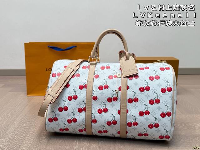 Lv & Takashi Murakami joint series Lvkeepall New travel bag with large capacity
