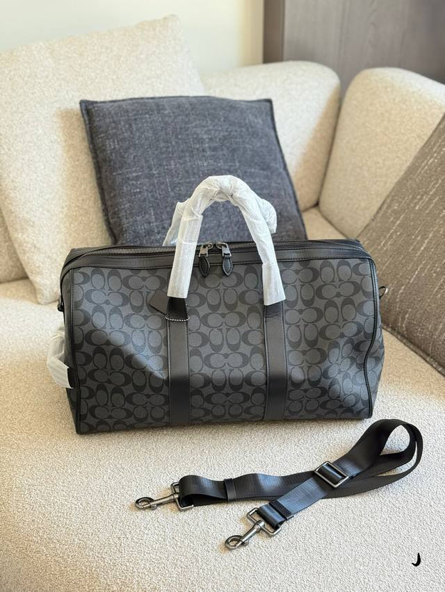 Coach] Coach Venturer45 black monogram Large capacity travel bag Travel bag with
