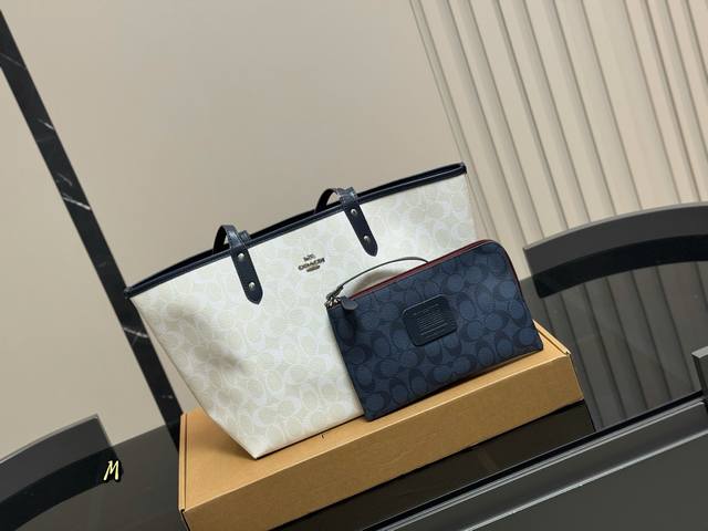 Airplane Box Size: 35*27Cm Coach City Tote Bag Double-sided Classic Logo Shoppin