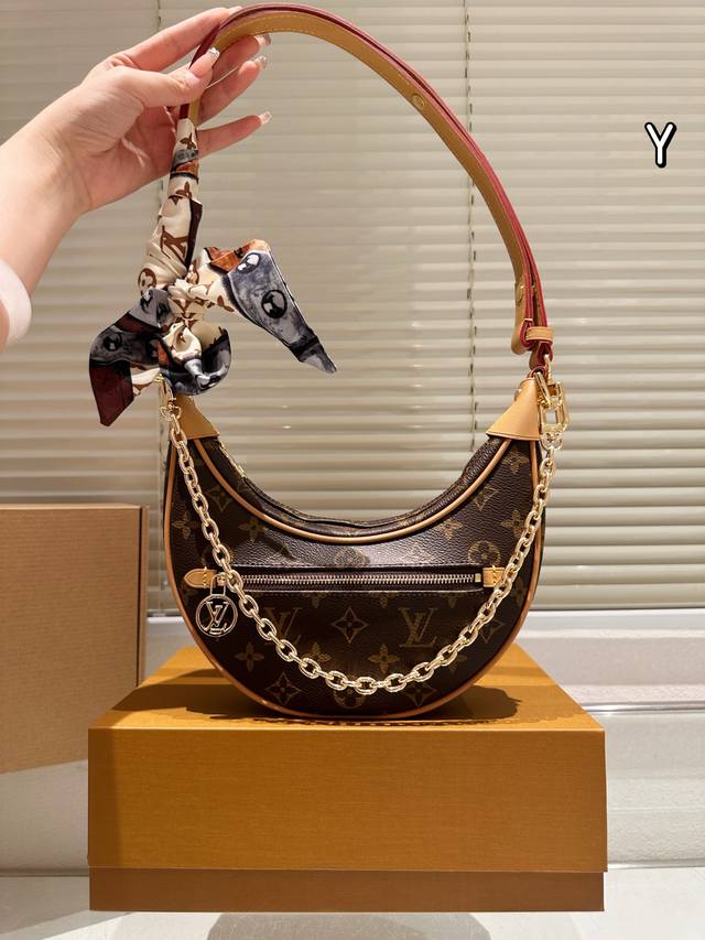 with scarf Aircraft box size 23.12 Lv moon bag Loop Original high quality Classi