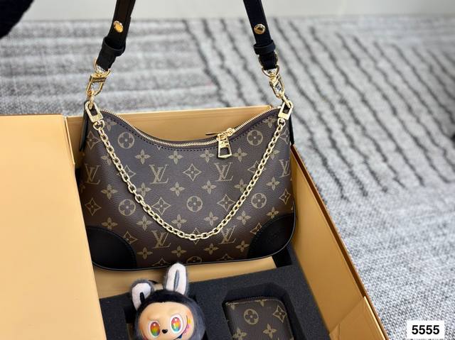 random pendant croissant bag Lv old flower croissant bag single shoulder crossbo