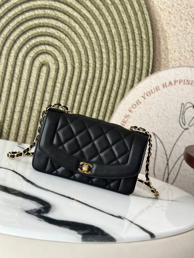 original leather Spot Chane second-hand Cf chain bag black ball grain cowhide S