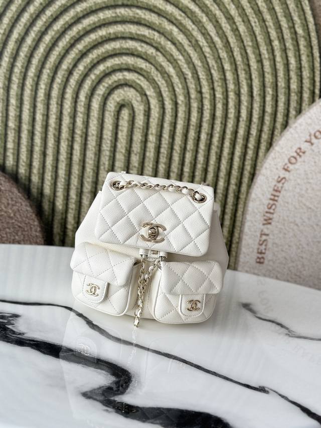 original leather Real shot in stock: cowhide caviar grain backpack 24C Super po