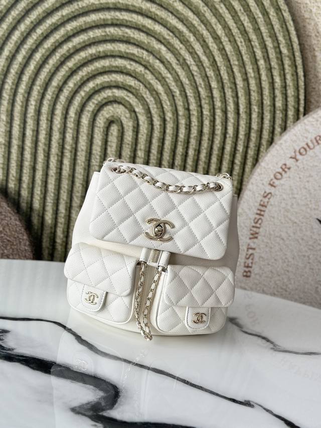 original leather Real shot in stock: cowhide caviar grain backpack 24C Super po