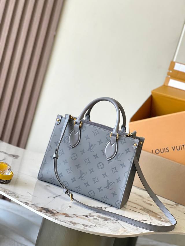 Super Mb chip version original leather Onthego small handbag Model: M12465 gray