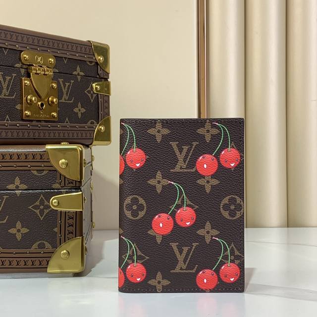 Top Original Lv X Tm Passport Holder M13424 Old Flower Cherry This passport hol