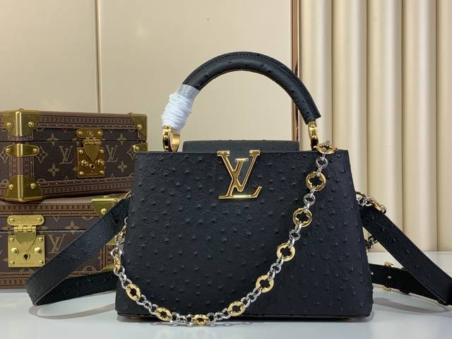 Super original Capucines Bb handbag M12936 Black jewelry chain cowhide embossed