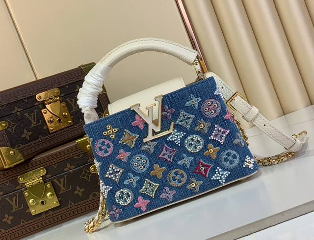 Super original Capucines mini handbag M12947 denim This Capucines mini handbag i