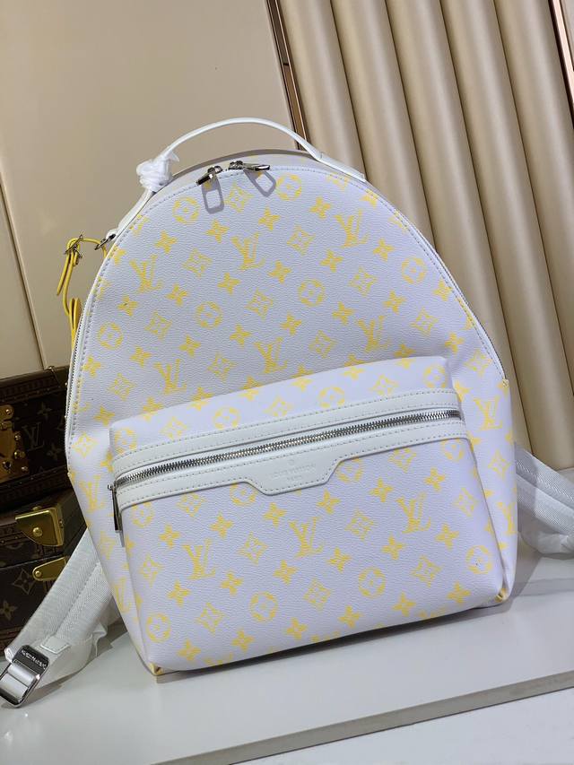 Top Original Discovery Backpack M14673 Gray Yellow Silkscreen Inspired by Miami