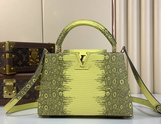 Super original exclusive real shot Capucines Bb handbag N48865 98177 Yellow liza