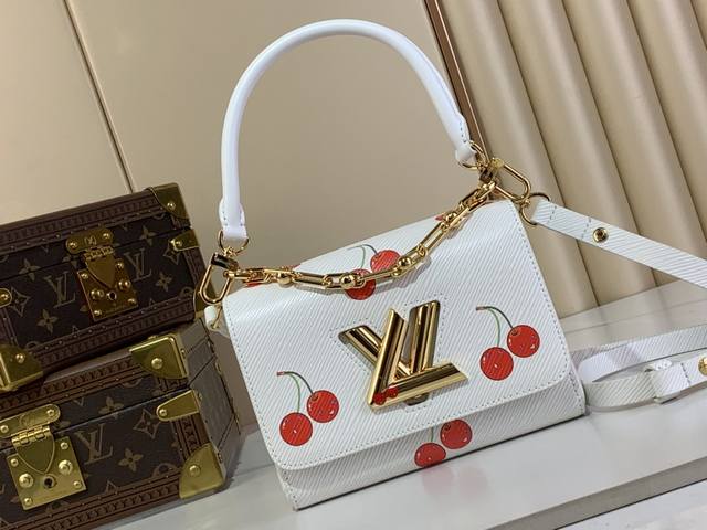 Top original Lv x Tm Twist small handbag M13239 White cherry This Twist small h