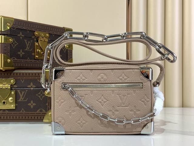 Top Original Soft Trunk Handbag M13868 55702 Beige Embossed The Soft Trunk Mini
