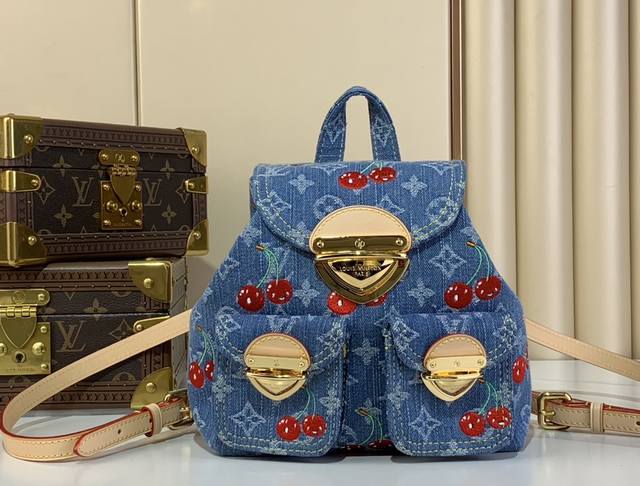 Top original Venice backpack M13679 Blue denim cherry From the Louis Vuitton x
