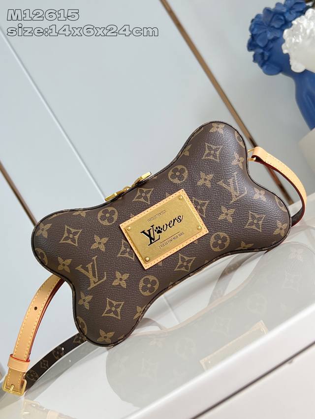 Top original single M12615 Bone mini handbag uses Monogram coated canvas, and t