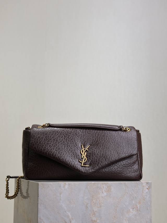 Coffee 30cm New Size Calypso_Elephant Pattern Lambskin Chain Bag Made of import