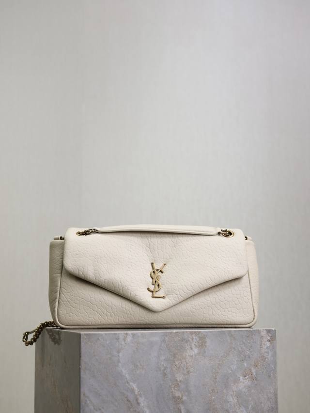 White 30cm New Size Calypso_Elephant Pattern Lambskin Chain Bag Made of importe