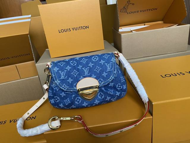 Top original single M46829 The Sunset bag focuses on Monogram Denim canvas. Thi