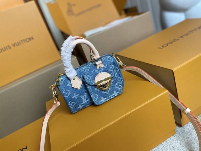 Top Original M82950 This Nano Speedy handbag is made of Monogram Denim stonewas
