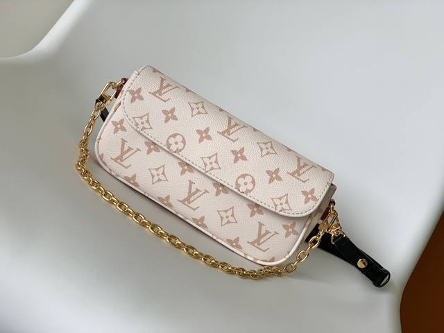 Top original single M83091 White flower Wallet On Chain Ivy handbag is made of